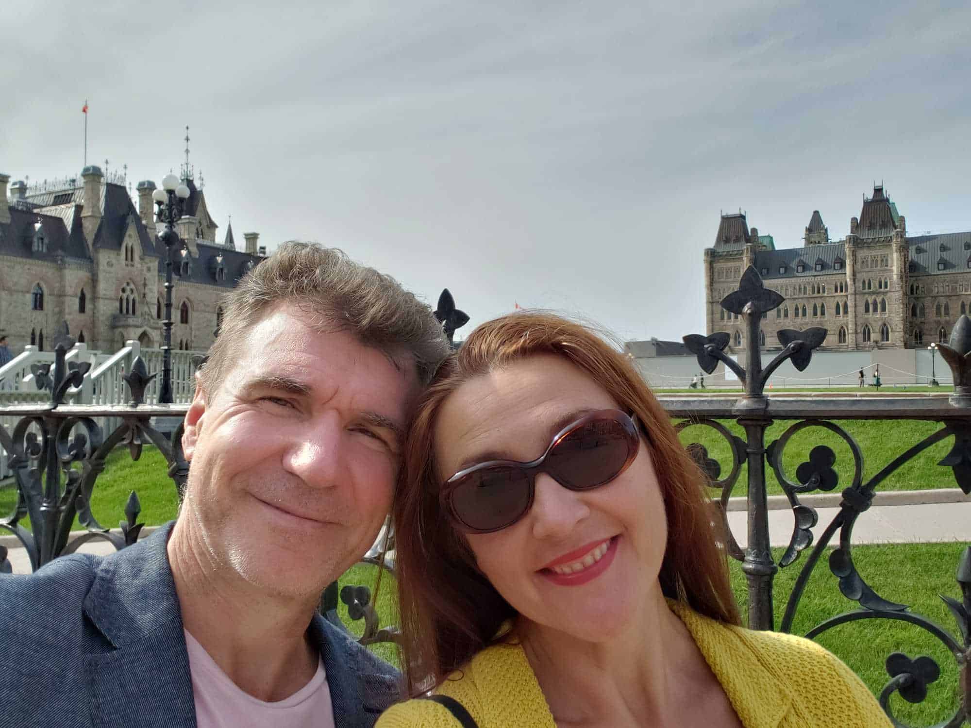 older couple traveling ottawa canada parliament