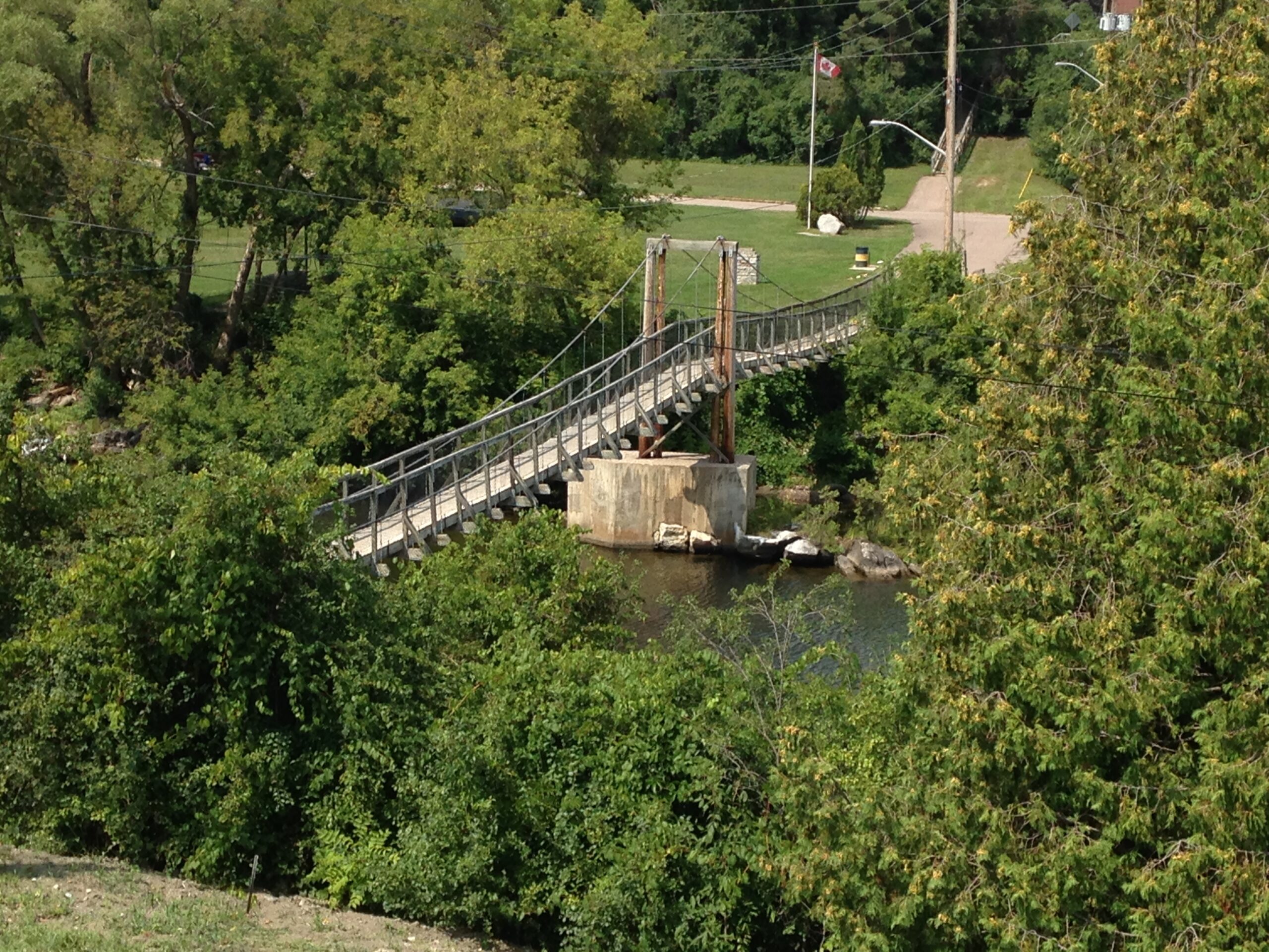 Swinging Bridge over the Bonnechere River in Renfrew, photographed in 2015